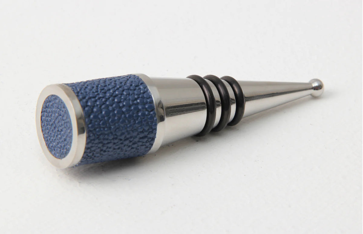 Bottle Stopper in Nile Blue Shagreen - Ouverture London