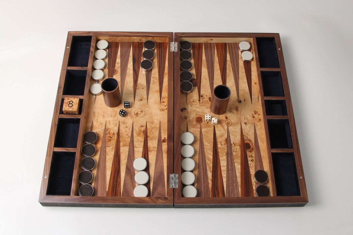 Large Backgammon Board in Brown Shagreen - Ouverture London