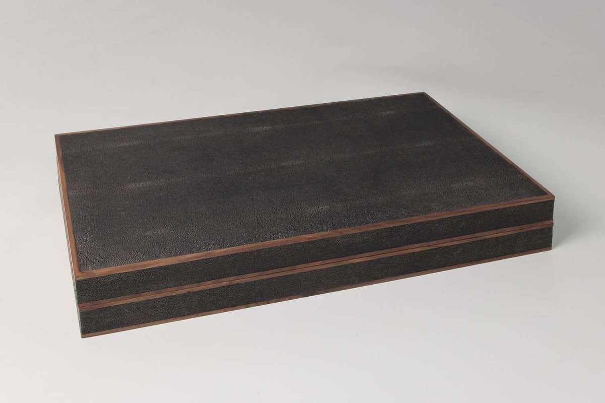 Large Backgammon Board in Brown Shagreen - Ouverture London
