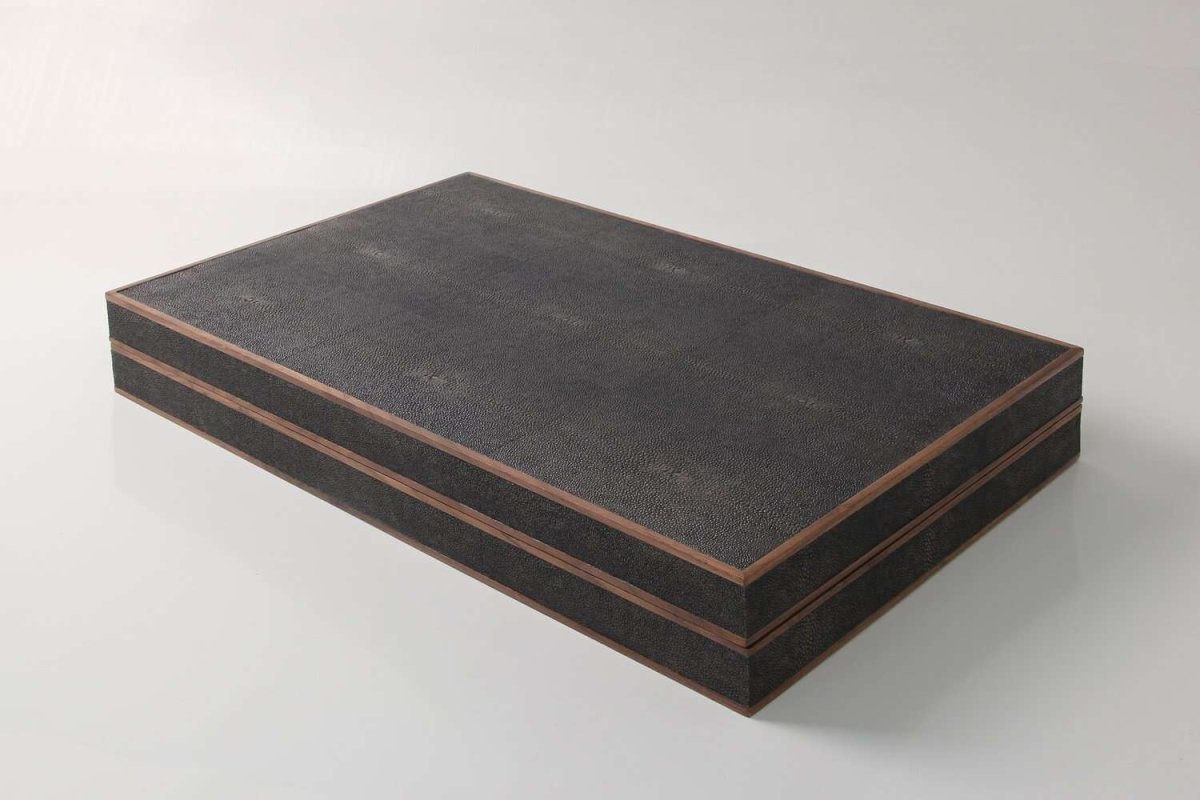 Large Backgammon Board in Brown Shagreen - Ouverture London