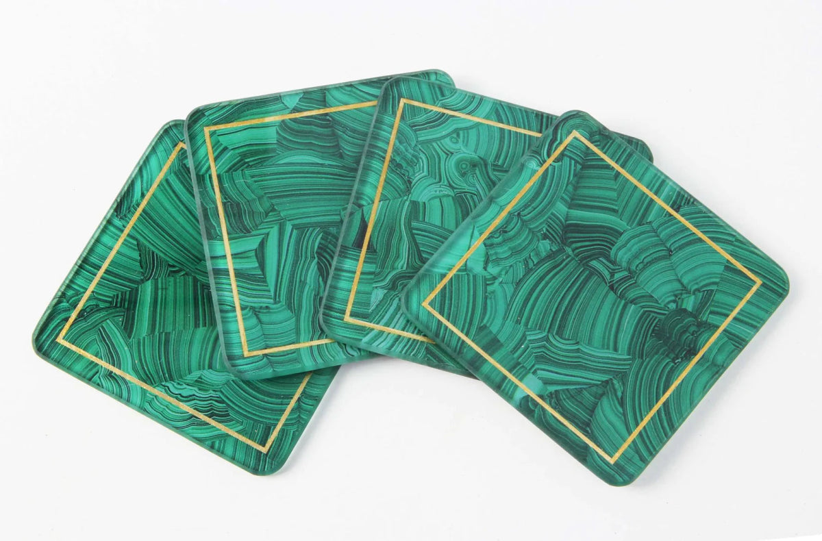 Malachite Drinks Coasters - Set of 4 - Ouverture London