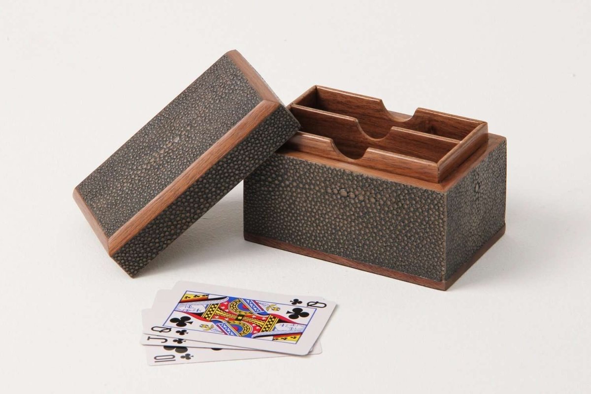 Playing Card Box in Brown Shagreen - Ouverture London