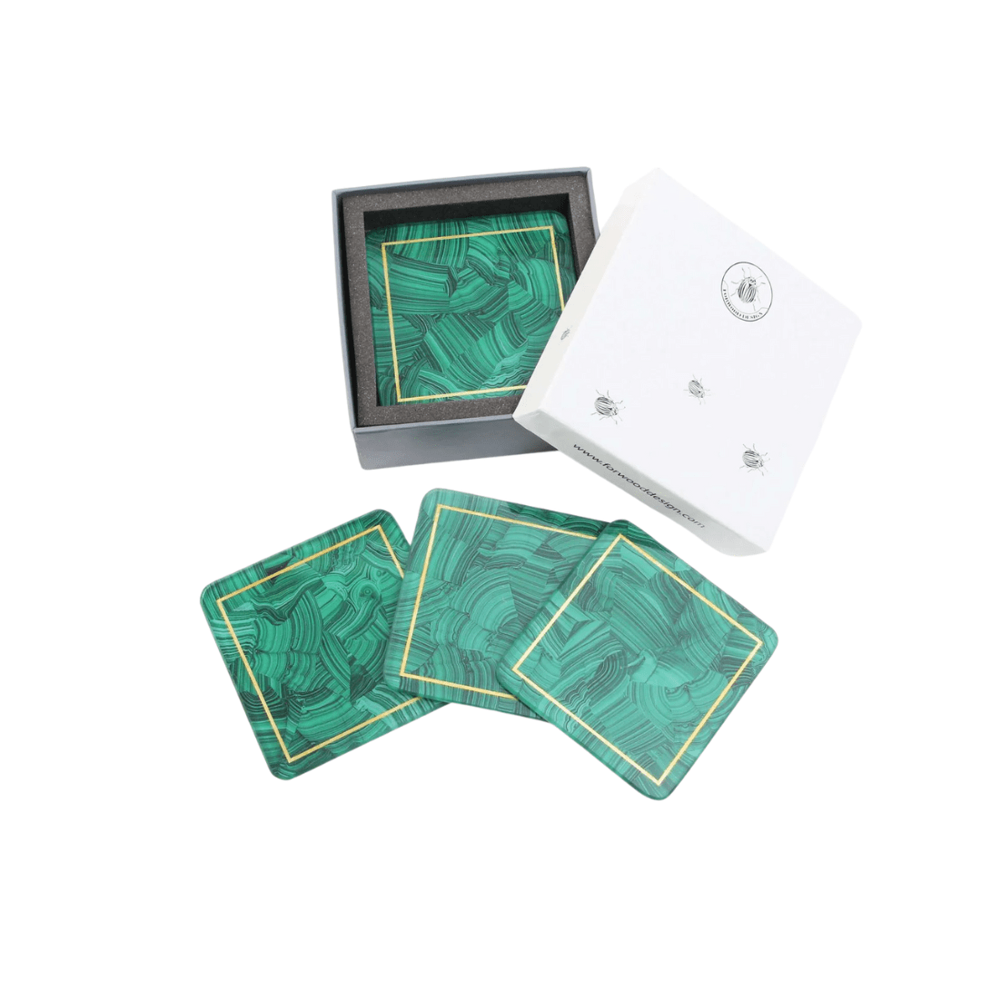 Malachite Drinks Coasters - Set of 4 - Ouverture London