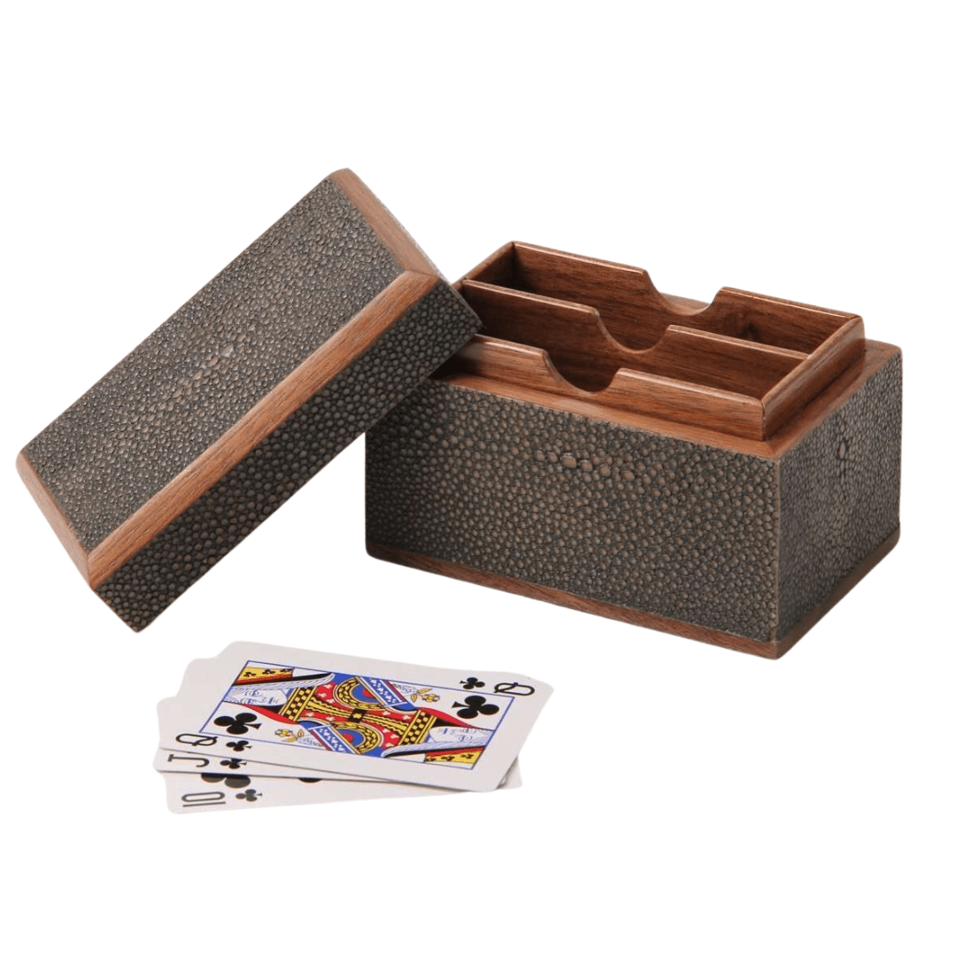 Playing Card Box in Brown Shagreen - Ouverture London